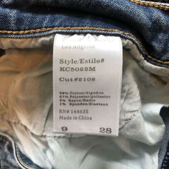 kancan skinny jeans size 9 plaid hem distressed 28 long holes med wash - Picture 13 of 13